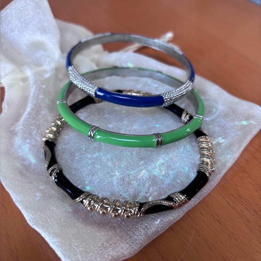 Enamel bangle bracelets set of 3